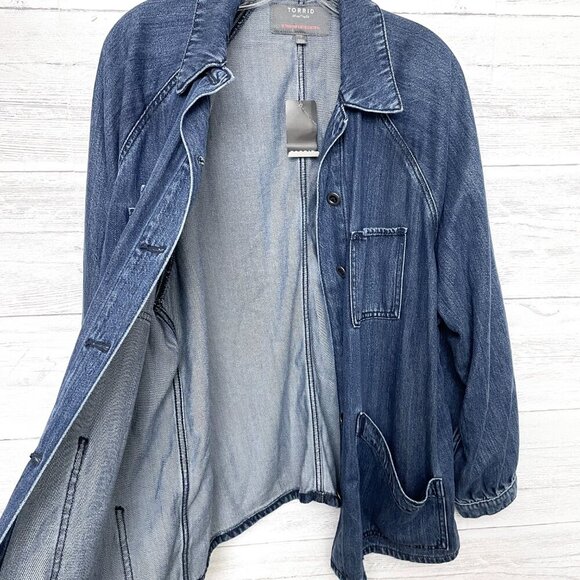 NEW Torrid Women's Tencel Chore Jacket Barn Coat Lightweight Jean Jacket Large - Picture 3 of 10